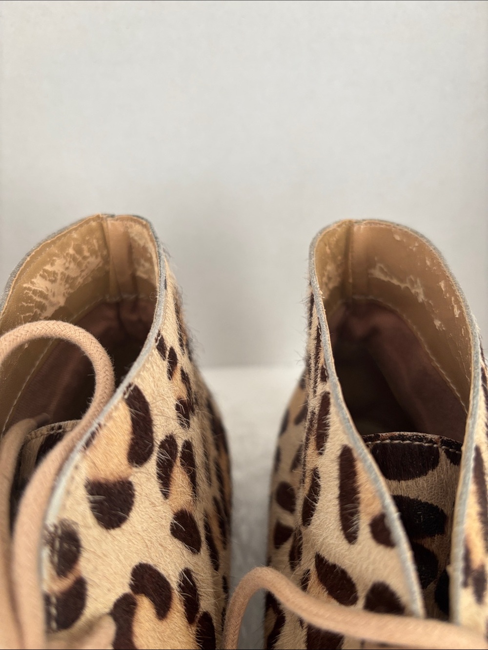 Steve Madden calf skin Leopard Print Lace-Up Ankle Boots - Beige/Brown - Picture 9 of 9